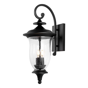 Safavieh Dowell 10.75 &quot Iron and Glass Outdoor Wall Sconce Set of 2 in Black