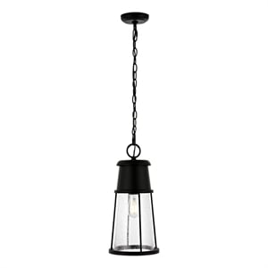 Safavieh Laela 8.4 &quot Iron and Glass Outdoor Pendant in Black