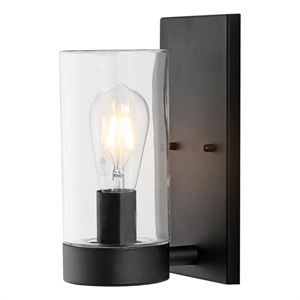 Safavieh Lianne 6.25 &quot Iron and Glass Outdoor Wall Sconce Set of 2 in Black