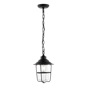Safavieh Penber 8.5 &quot Iron and Glass Outdoor Pendant in Black