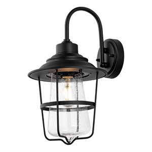 Safavieh Penber 10 &quot Iron and Glass Outdoor Wall Sconce Set of 2 in Black