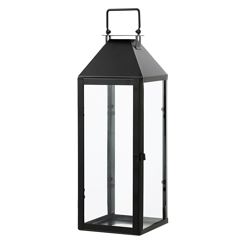 Safavieh Ruane Iron and Glass Outdoor Lantern Set of 2 in Black