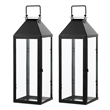 Safavieh Ruane Iron and Glass Outdoor Lantern Set of 2 in Black