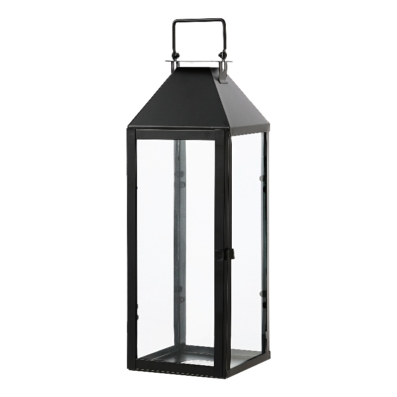 Safavieh Ruane Iron and Glass Outdoor Lantern Set of 2 in Black