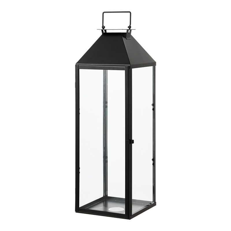 Safavieh Ruane Iron and Glass Outdoor Lantern in Black