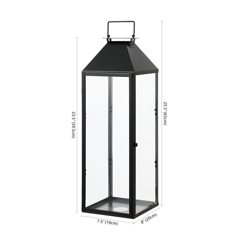 Safavieh Ruane Iron and Glass Outdoor Lantern in Black