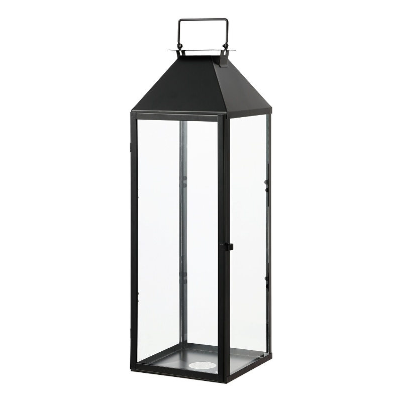 Safavieh Ruane Iron and Glass Outdoor Lantern in Black
