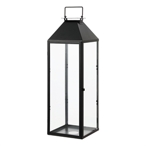 Safavieh Ruane Iron and Glass Outdoor Lantern in Black