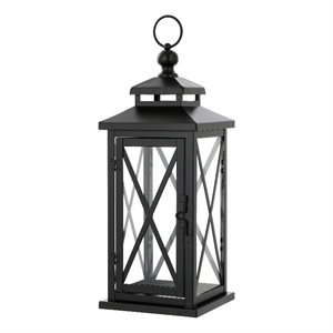 Safavieh Lirio 17.5&quot Iron and Glass Outdoor Lantern Set of 2 in Black