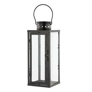 Safavieh Lorient 17.75&quot Iron and Glass Outdoor Lantern Set of 2 in Black