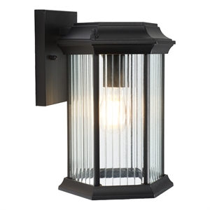 Safavieh Hylan 8.46 &quot Steel and Glass Outdoor Wall Sconce Set of 2 in Black