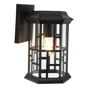 Safavieh Carwen 8.46 &quot Steel and Glass Outdoor Wall Sconce Set of 2 in Black