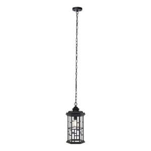 Safavieh Carwen 8.3 &quot Steel and Glass Outdoor Pendant in Black