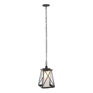 Safavieh Braith 9.1 &quot Steel and Glass Outdoor Pendant in Black