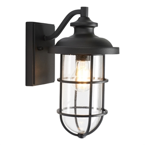 Safavieh Adelle 8.5 &quot Steel and Glass Outdoor Wall Sconce Set of 2 in Black
