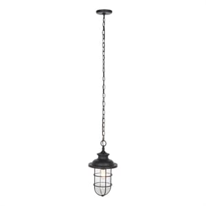 Safavieh Adelle 9 &quot Steel and Glass Outdoor Pendant in Black