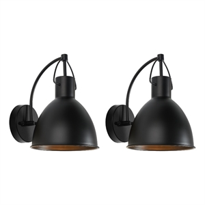 Safavieh Priestly 7.87 &quot Steel Outdoor Wall Sconce Set of 2 in Black