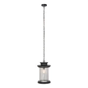 Safavieh Queren 9.25 &quot Steel and Glass Outdoor Pendant in Black