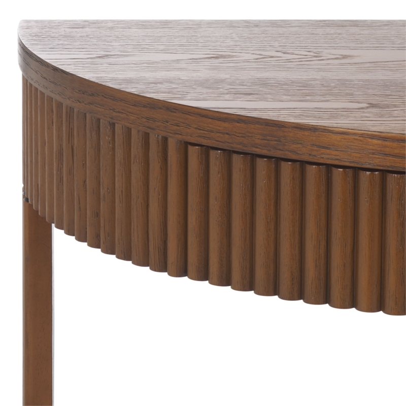 Safavieh Shelbie Reeded Half Moon Wood Console Table in Oak / Black