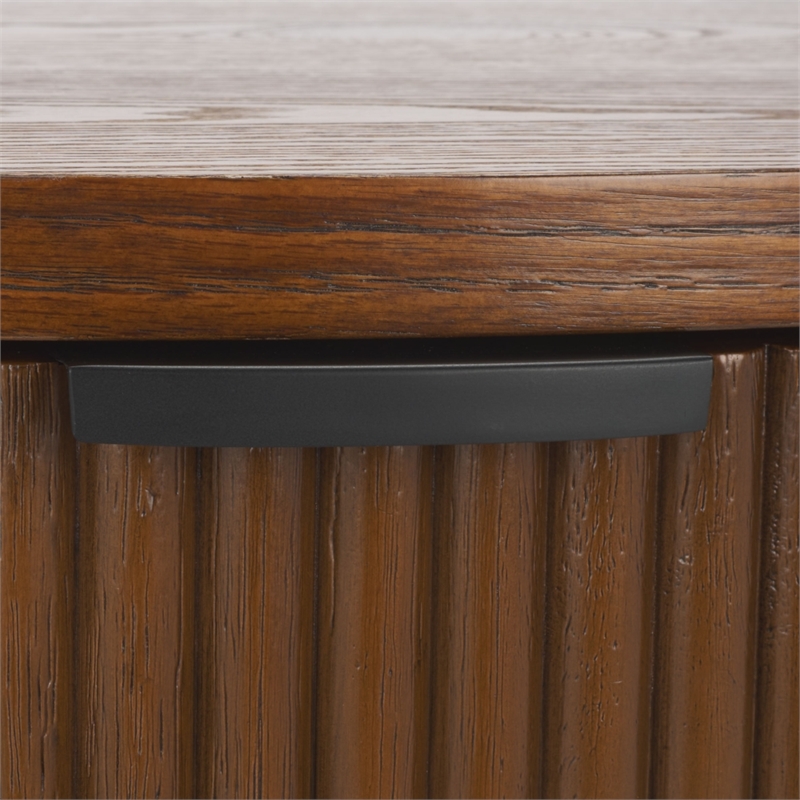 Safavieh Shelbie Reeded Half Moon Wood Console Table in Oak / Black