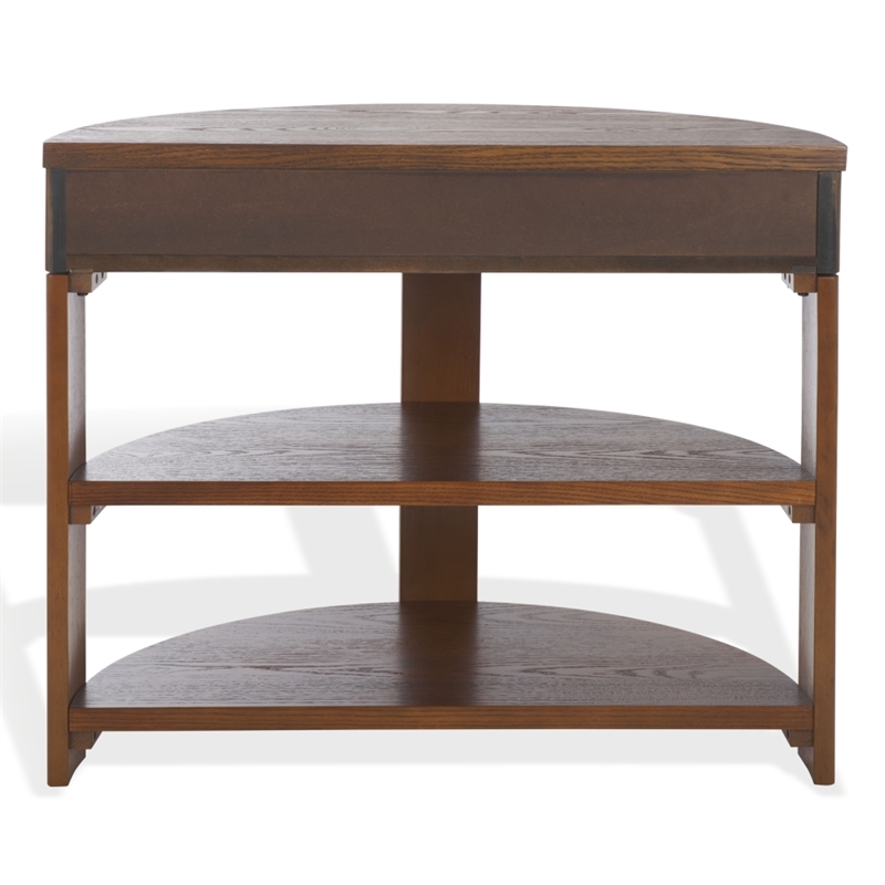 Safavieh Shelbie Reeded Half Moon Wood Console Table in Oak / Black