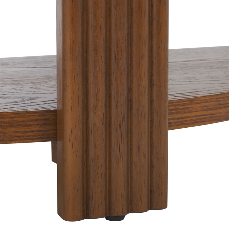Safavieh Shelbie Reeded Half Moon Wood Console Table in Oak / Black