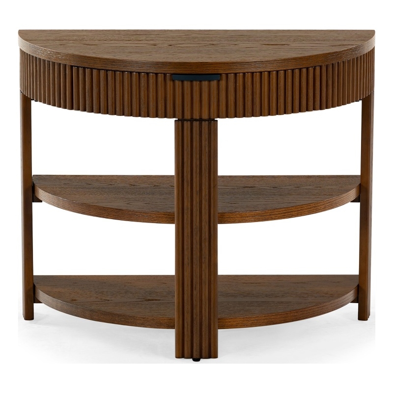 Safavieh Shelbie Reeded Half Moon Wood Console Table in Oak / Black