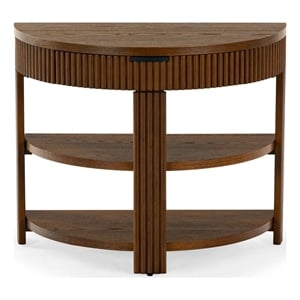 Safavieh Shelbie Reeded Half Moon Wood Console Table in Oak / Black