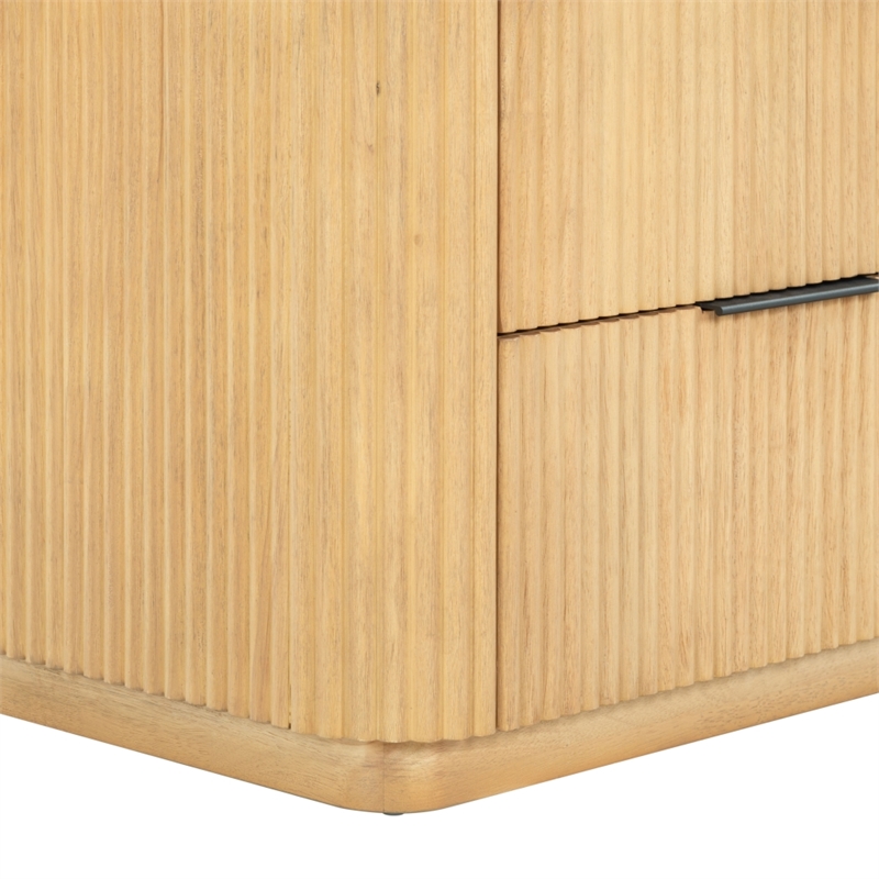 Safavieh Barrymore Reeded Wood 2 Drawer Nightstand in Oak