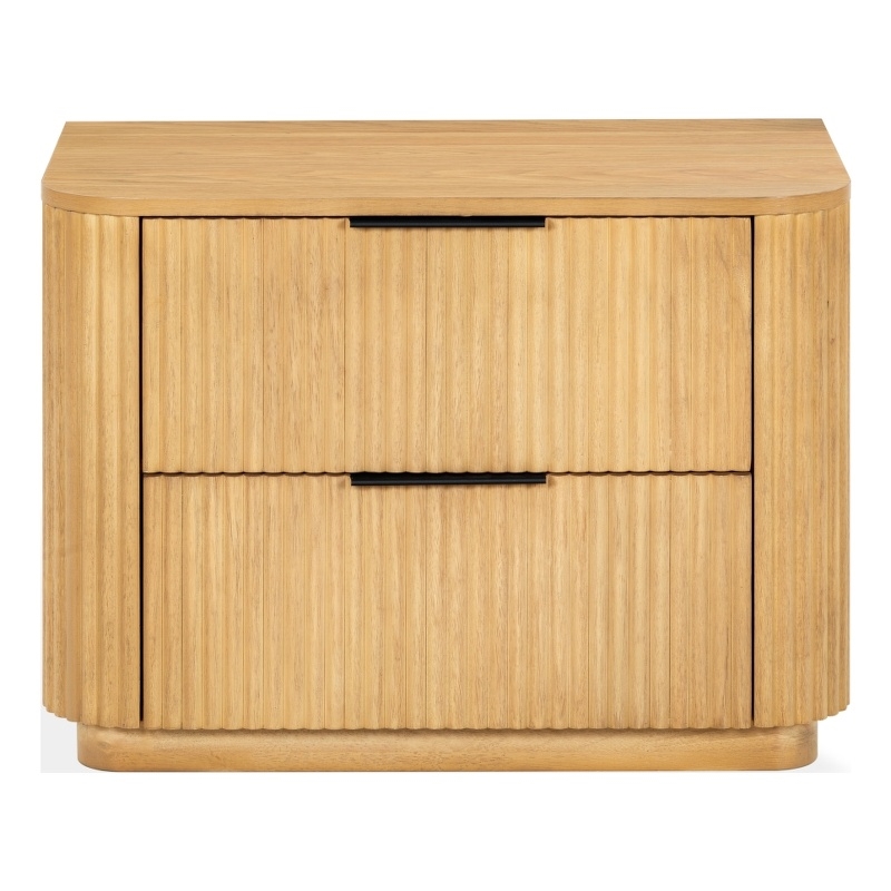 Safavieh Barrymore Reeded Wood 2 Drawer Nightstand in Oak