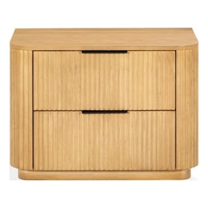 Safavieh Barrymore Reeded Wood 2 Drawer Nightstand in Oak