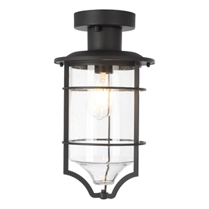 Safavieh Rueda 8.2 &quot Steel and Glass Outdoor Flush Mount in Bronze