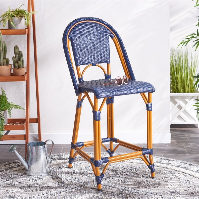 Safavieh California Metal Counter Stool in Navy