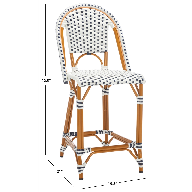 Safavieh California Metal Counter Stool in White / Navy
