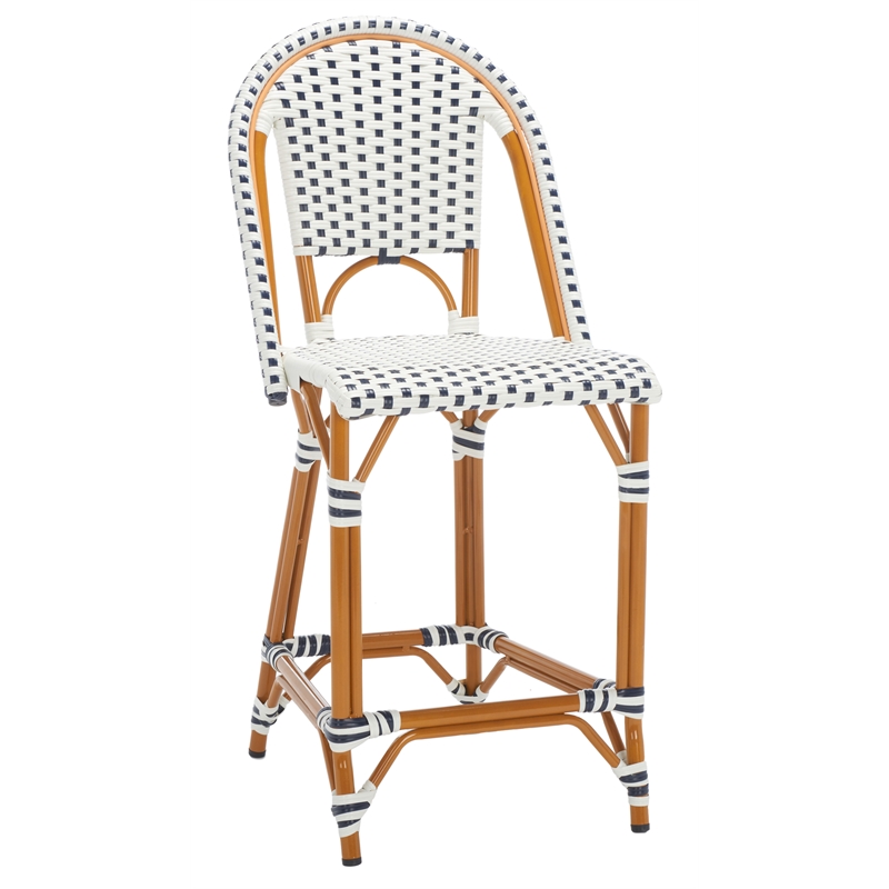 Safavieh California Metal Counter Stool in White / Navy