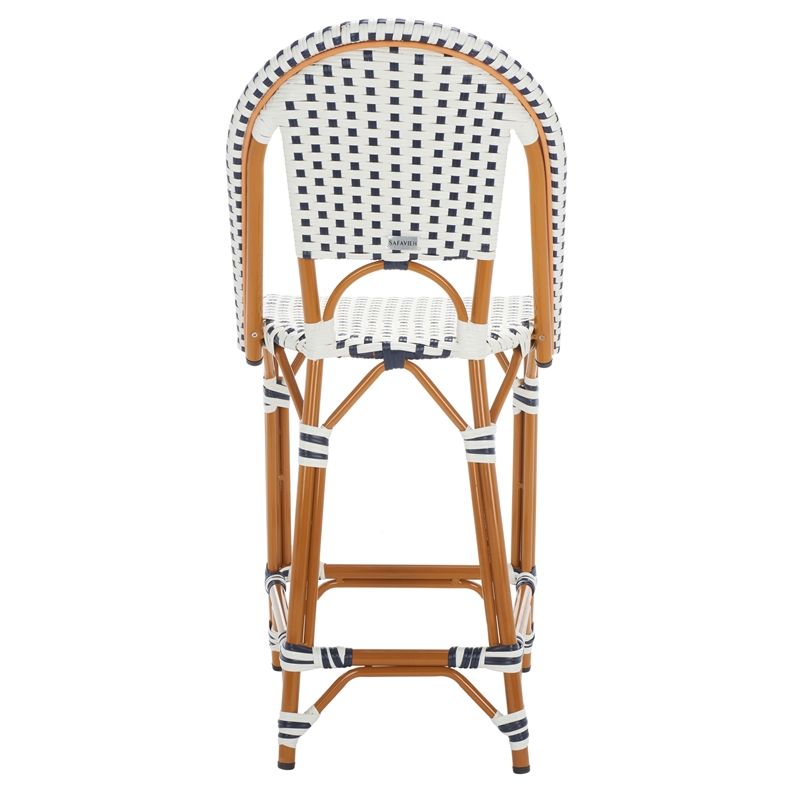 Safavieh California Metal Counter Stool in White / Navy