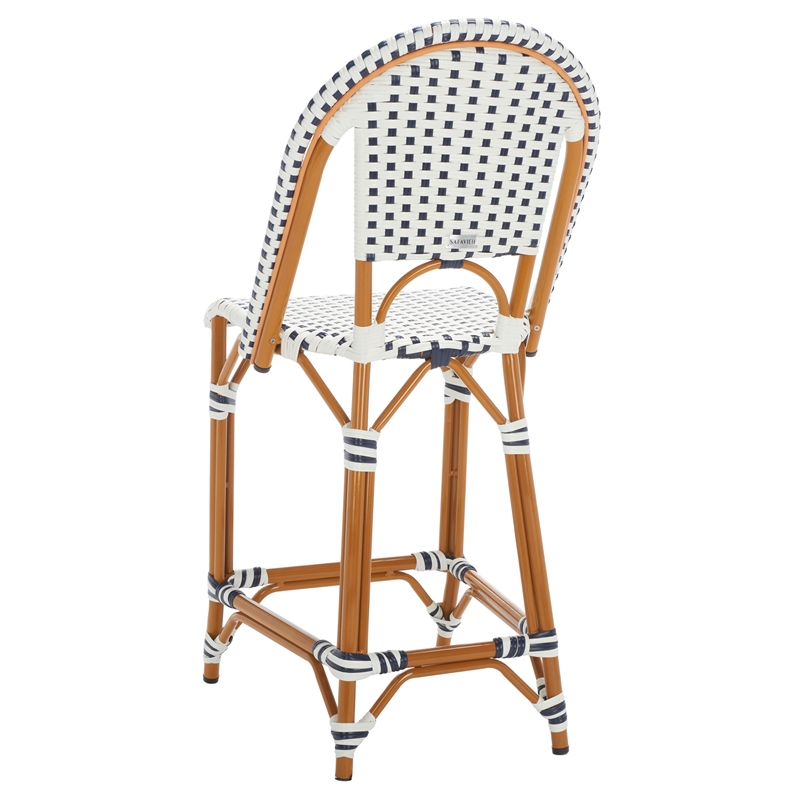 Safavieh California Metal Counter Stool in White / Navy