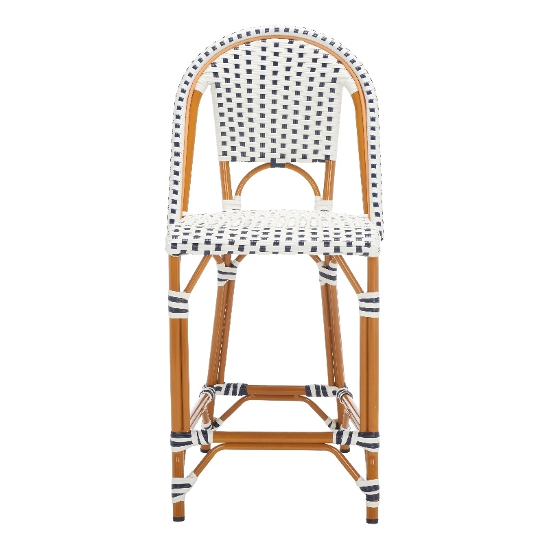 Safavieh California Metal Counter Stool in White / Navy