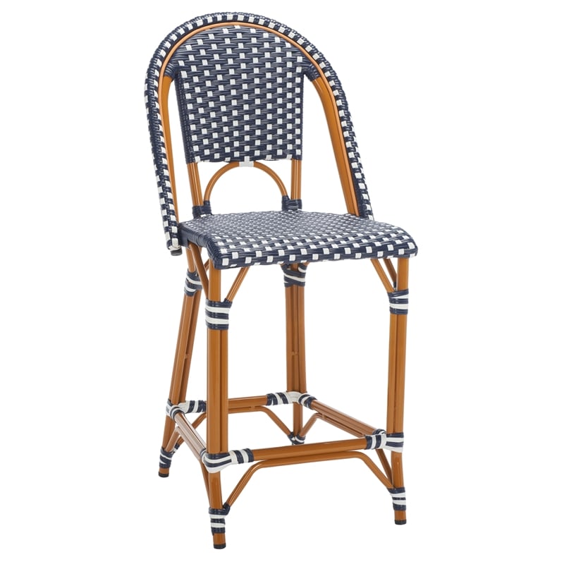 Safavieh California Metal Counter Stool in Navy / White