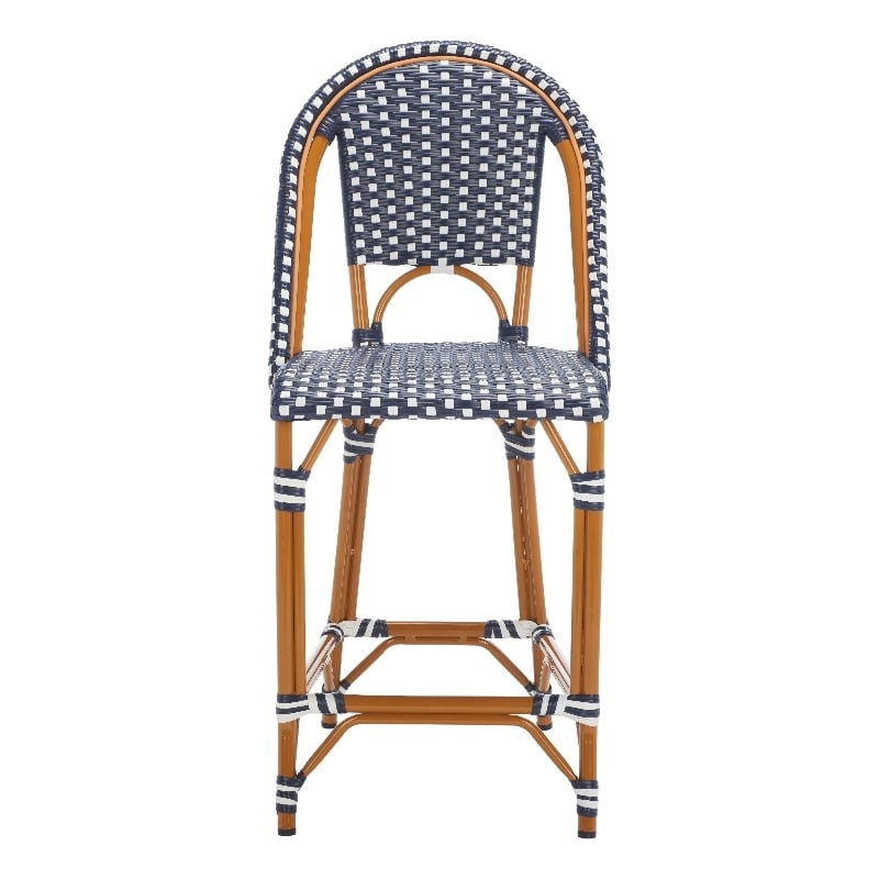 Safavieh California Metal Counter Stool in Navy / White