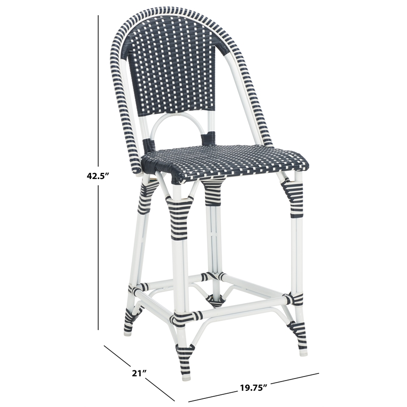 Safavieh California Metal Counter Stool in Navy / Navy