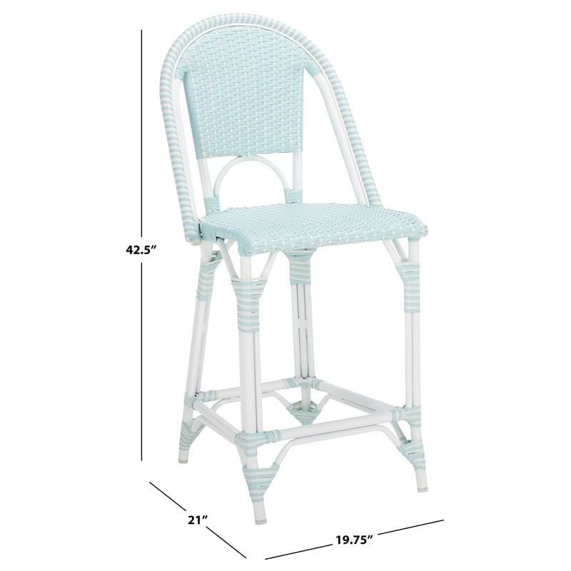 Safavieh California Metal Counter Stool in Baby Blue / White