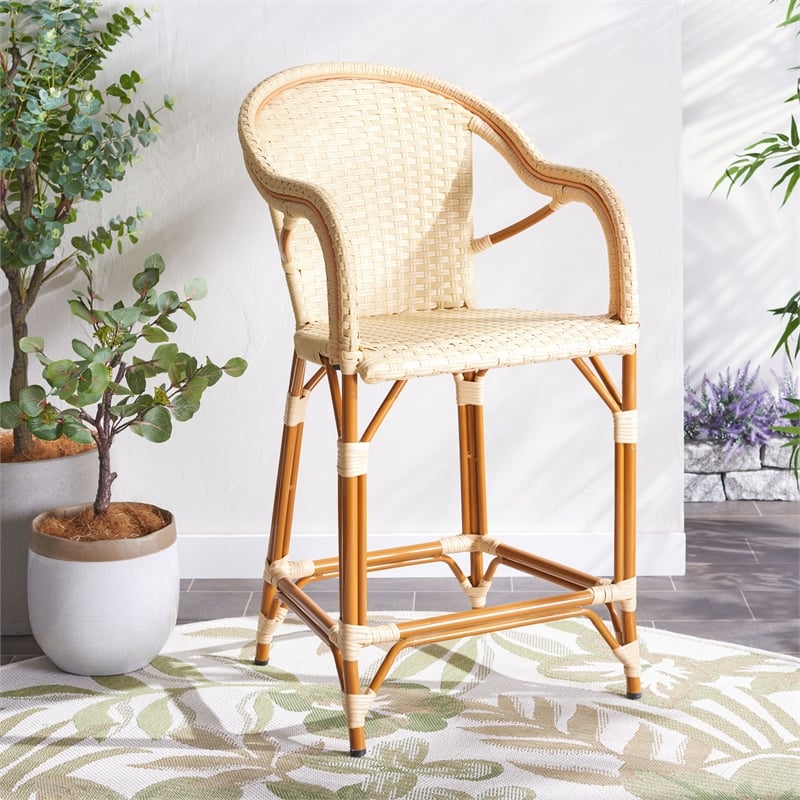 Safavieh California Metal Counter Stool w/ Arm in Natural