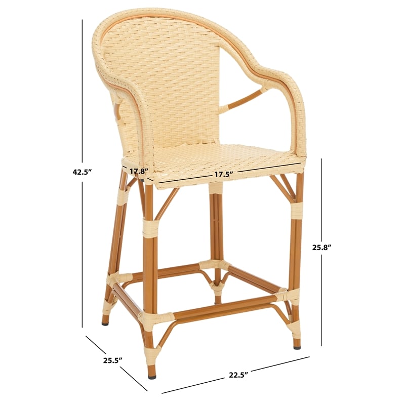 Safavieh California Metal Counter Stool w/ Arm in Natural