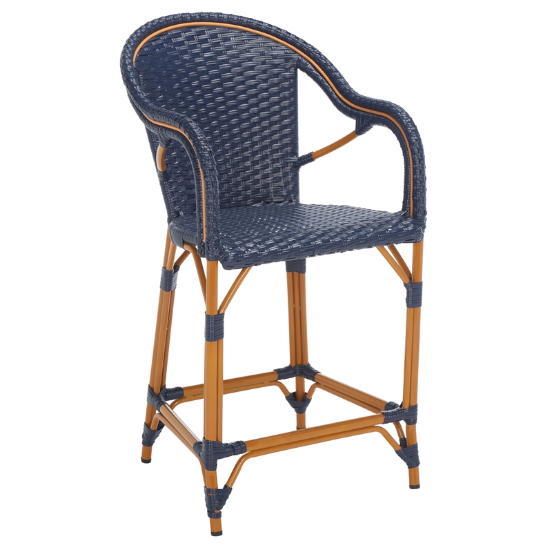 Safavieh California Metal Counter Stool w/ Arm in Navy