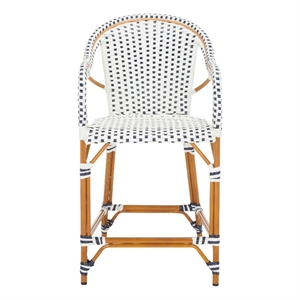 Safavieh California Metal Counter Stool w/ Arm in White / Navy