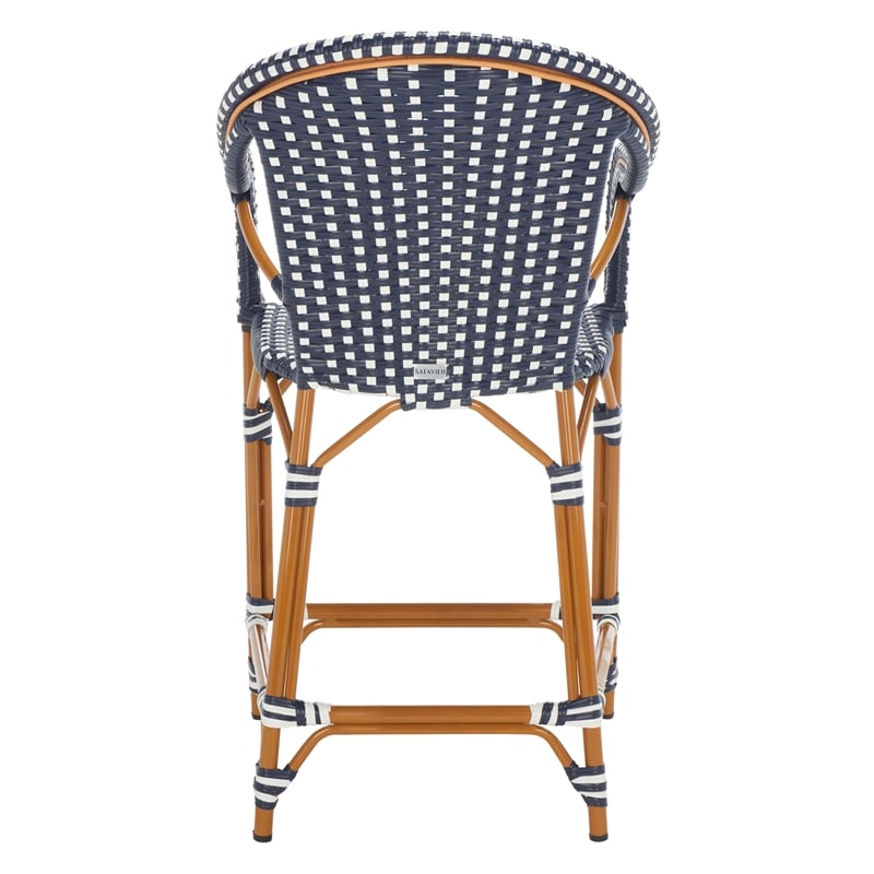 Safavieh California Metal Counter Stool w/ Arm in Navy / White