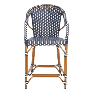 Safavieh California Metal Counter Stool w/ Arm in Navy / White