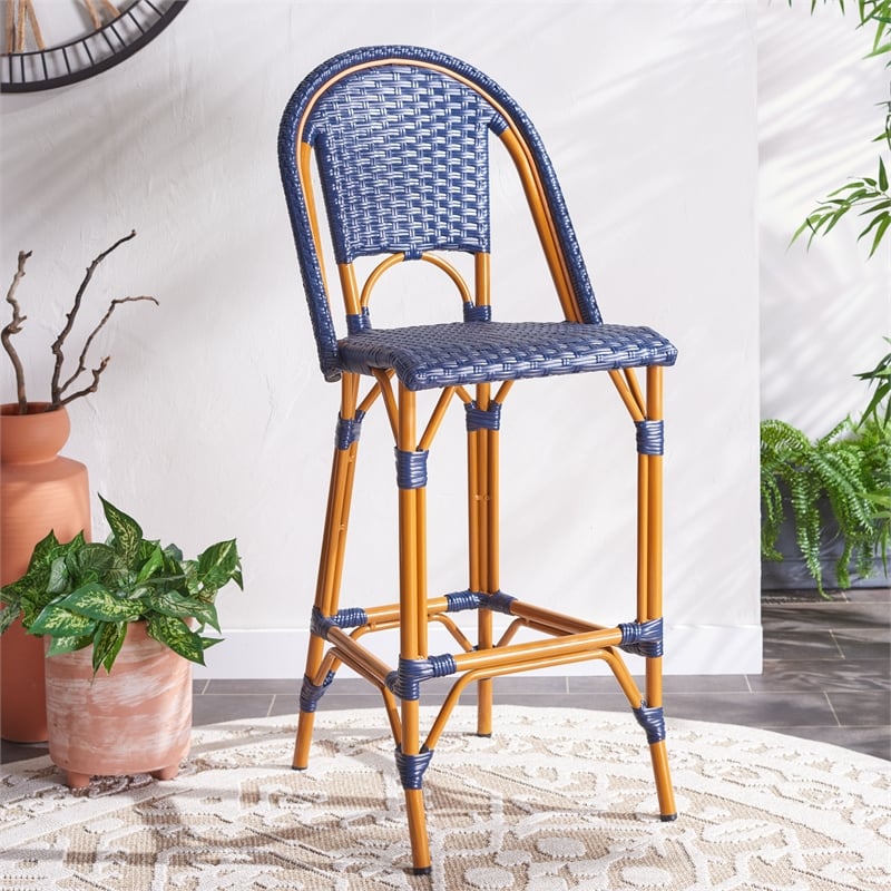 Safavieh California Metal Bar Stool in Navy
