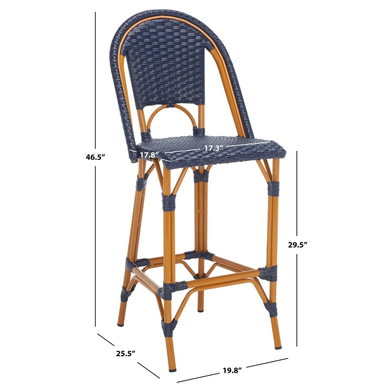 Safavieh California Metal Bar Stool in Navy